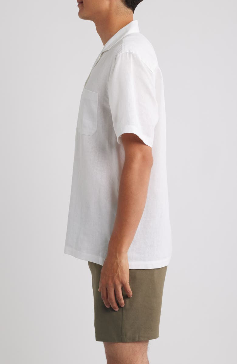 Mack Weldon Relaxed Fit Linen Camp Shirt, Alternate, color, Bright White