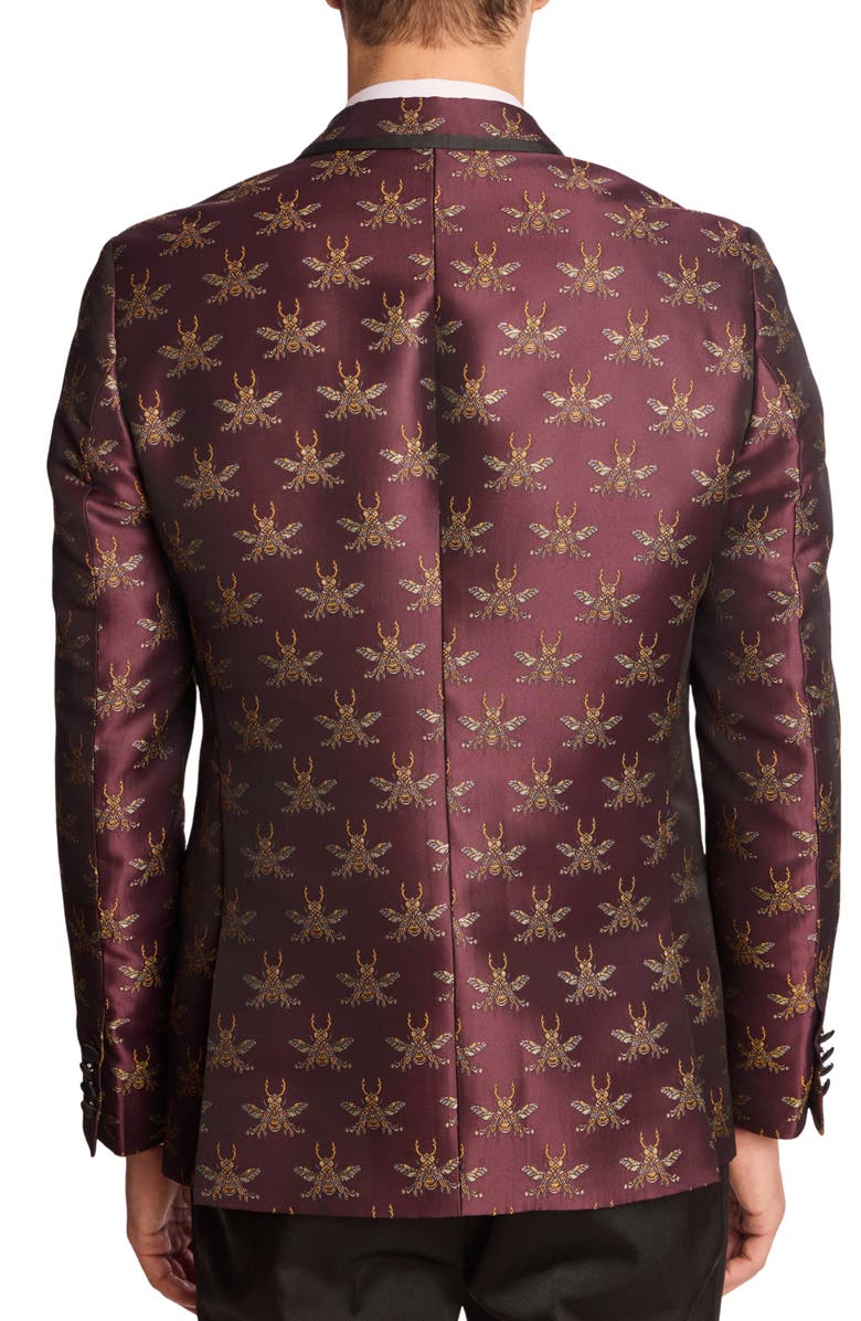 PAISLEY & GRAY Grosvenor Slim Fit Satin Dinner Jacket, Alternate, color, Cherry Lacquer Bees