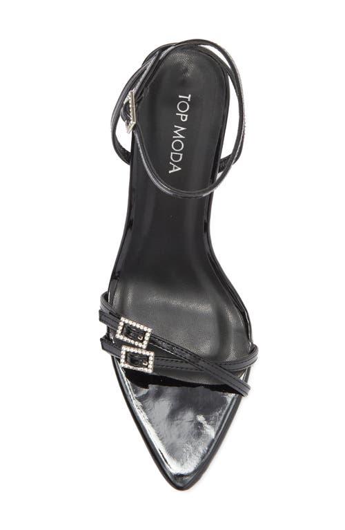Top Guy Shoes Wynn Buckle Pointed Toe Sandal In Black Patent