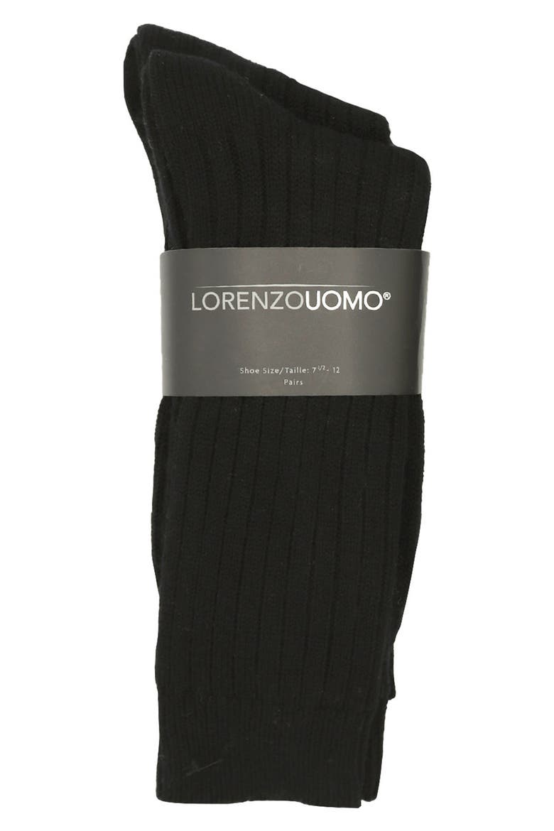 Ribbed Cashmere Blend Knit Dress Socks - Pack of 2, Alternate, color, BLACK
