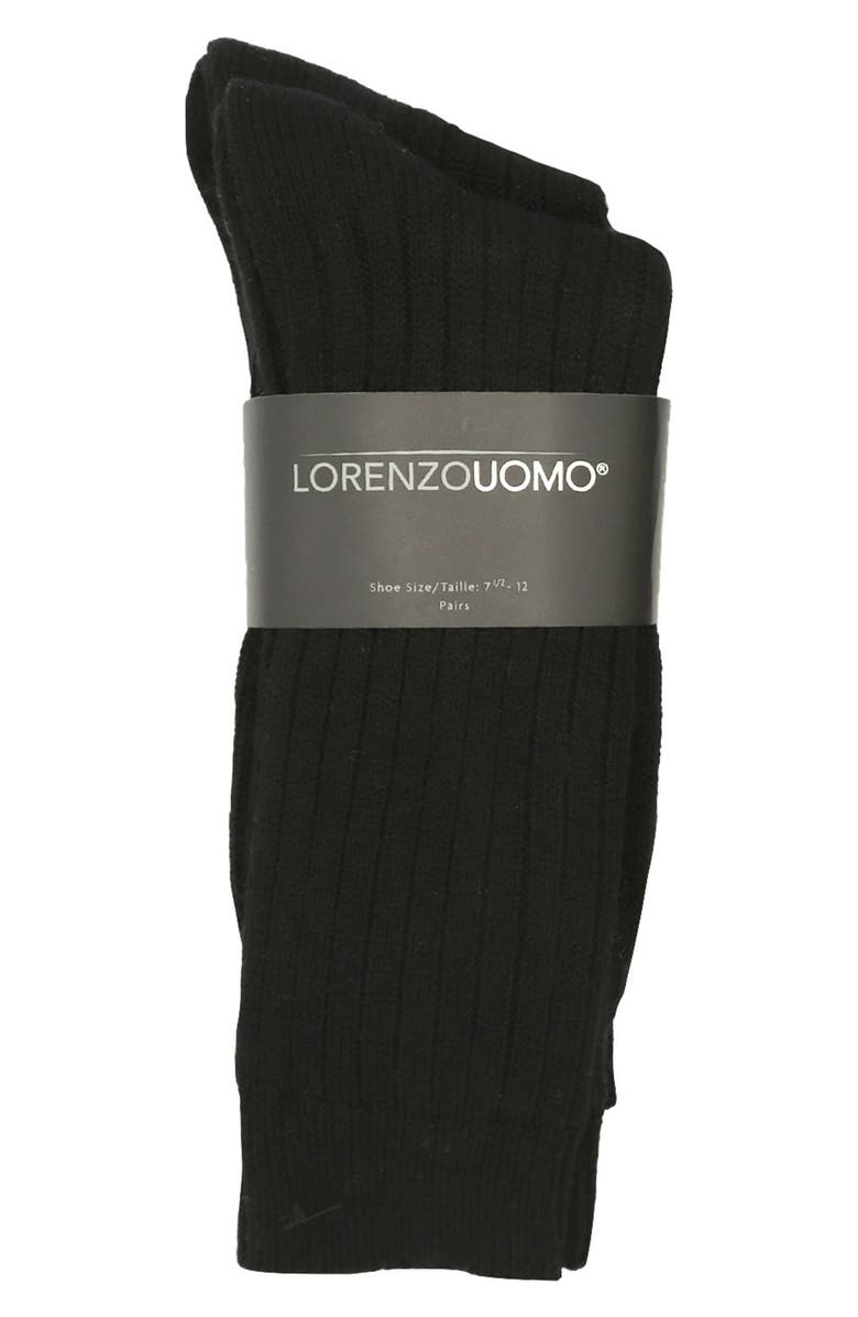 Lorenzo Uomo Ribbed Cashmere Blend Knit Dress Socks - Pack of 2, Alternate, color, Black