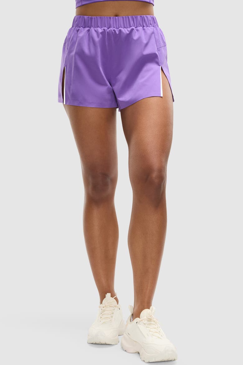 Output Geometric Run Short, Main, color, Bright Purple
