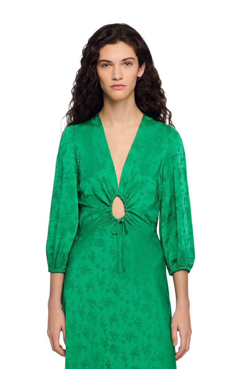 SANDRO Floral jacquard maxi dress, Alternate, color, Green