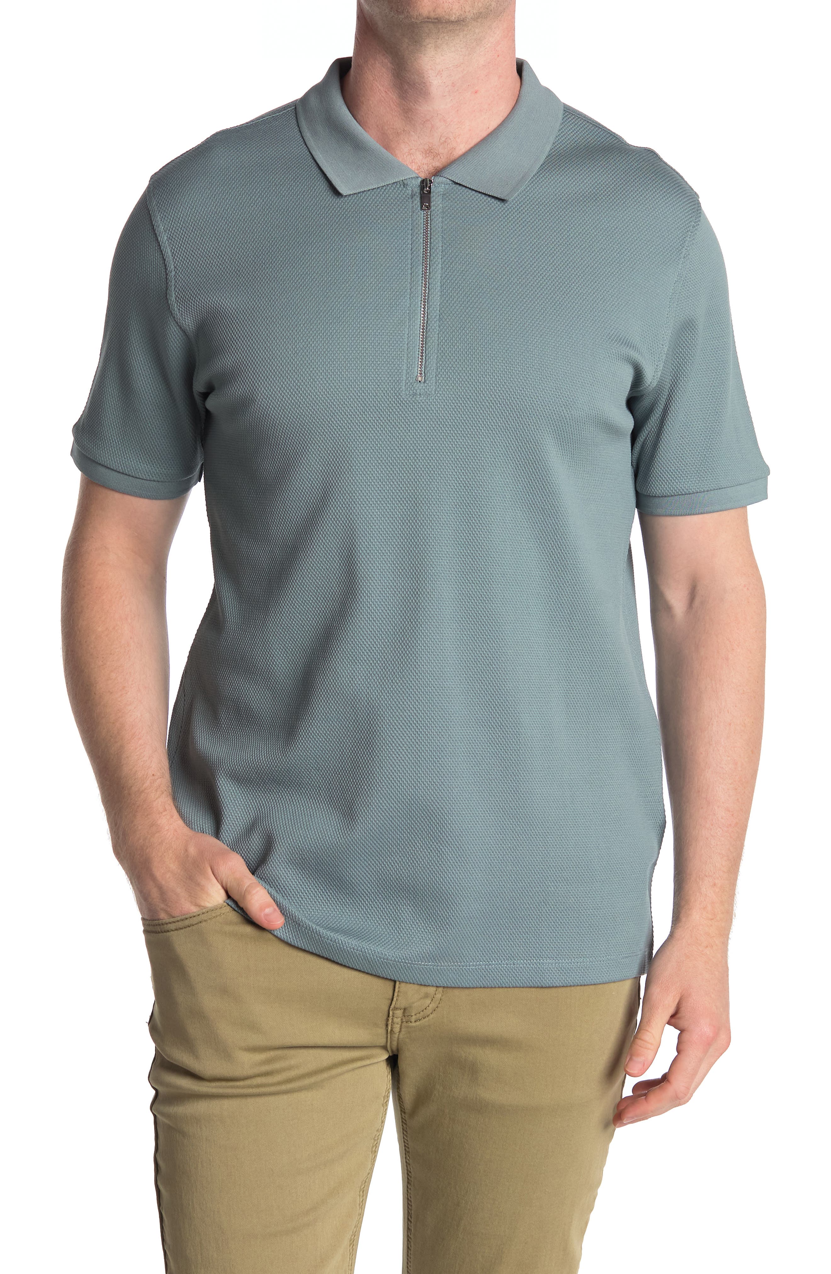 Reiss Charles Textured Zip Polo (Men) | Nordstromrack