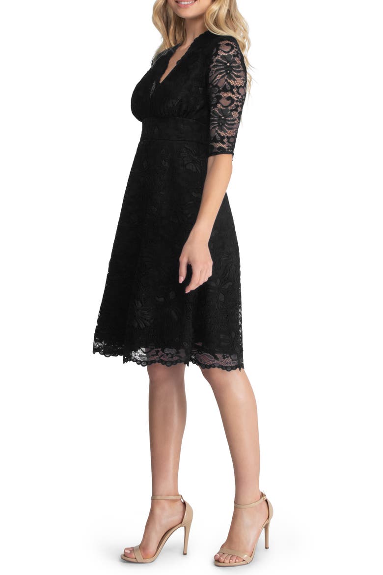 Mademoiselle A-Line Lace Cocktail Dress, Alternate, color, ONYX