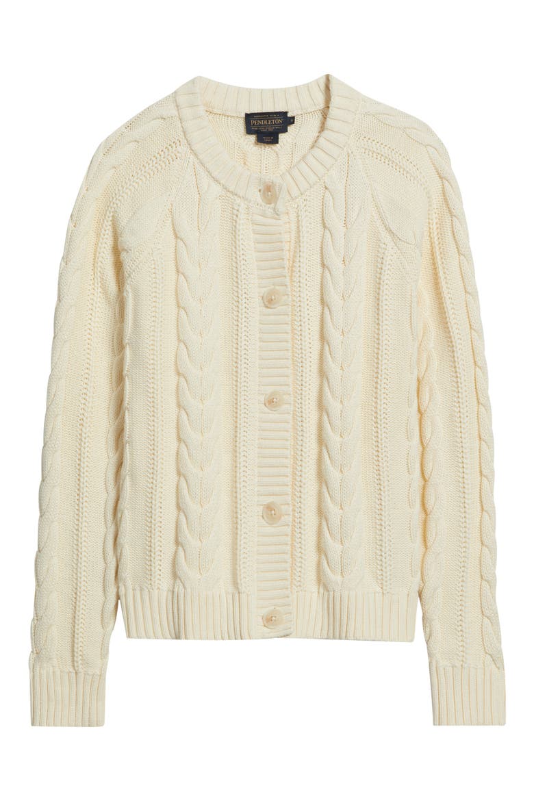 Cable Knit Cotton Cardigan, Alternate, color, ECRU