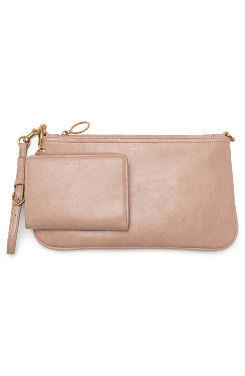 Mango Faux Leather Clutch In Pink