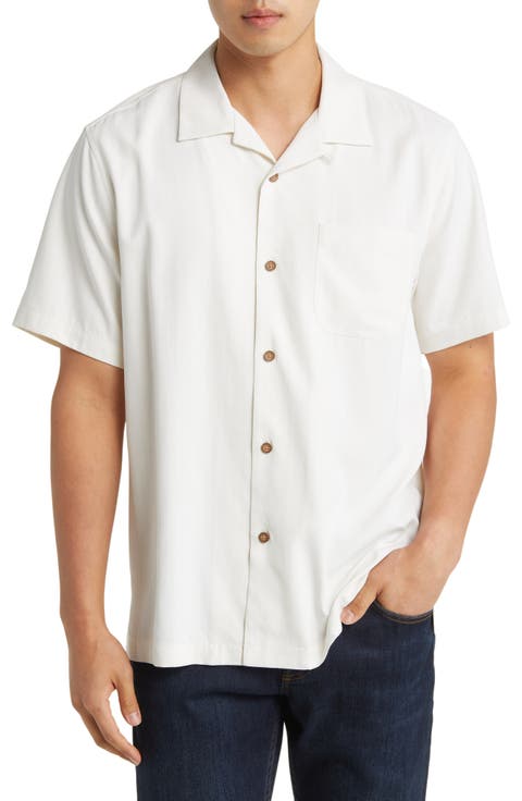 Beach Wishes Solid Short Sleeve Silk Button-Up Shirt