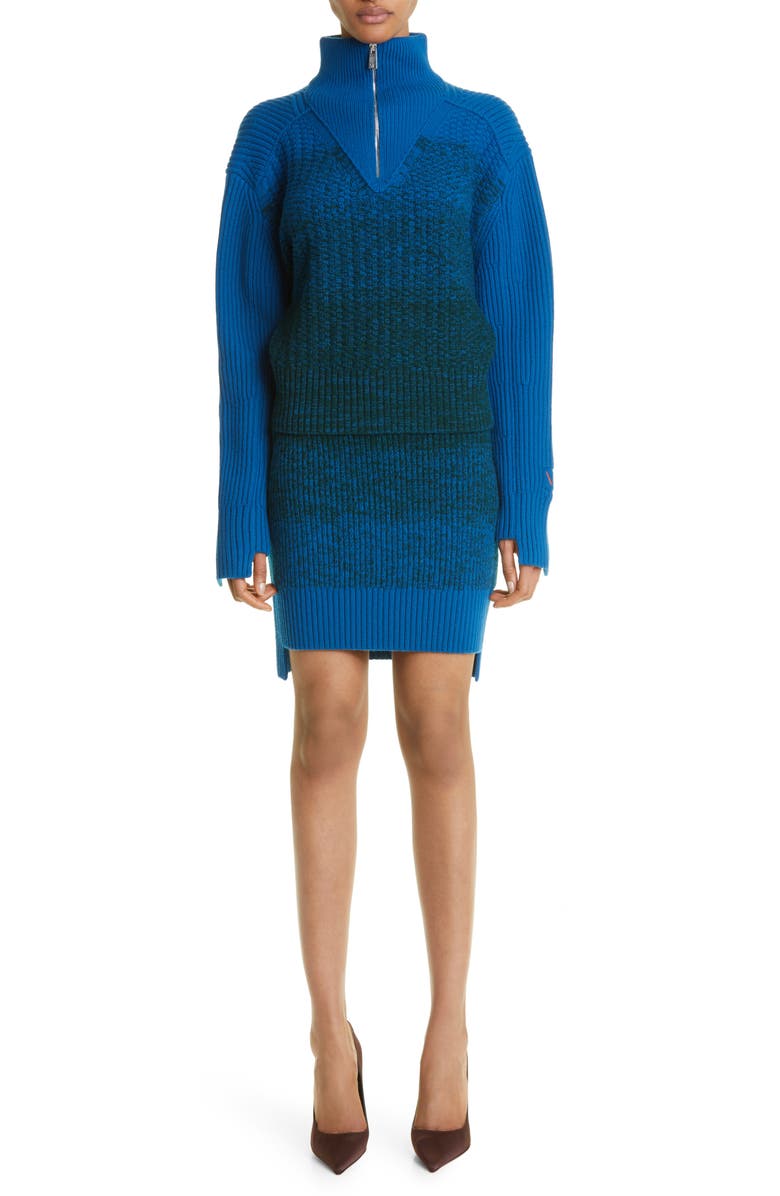 Victoria Beckham Half-Zip Wool Sweater, Alternate, color, 