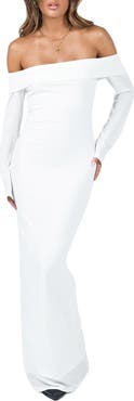 Princess Polly Maida Long Sleeve Off the Shoulder Gown