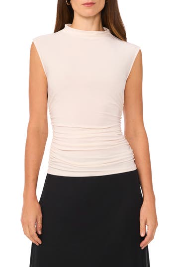 Halogen ® Mock Neck Sleeveless Top In Silver Birch