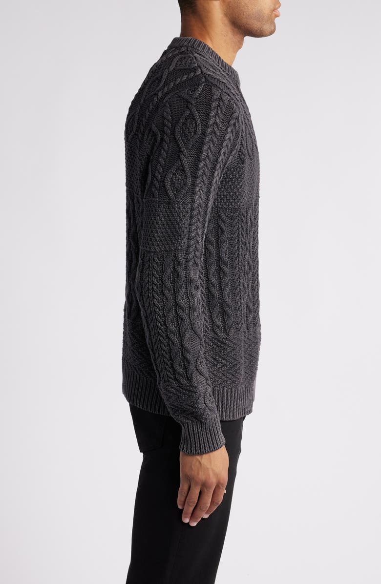 Schott NYC Stonewashed Patchwork Cable Sweater, Alternate, color, 