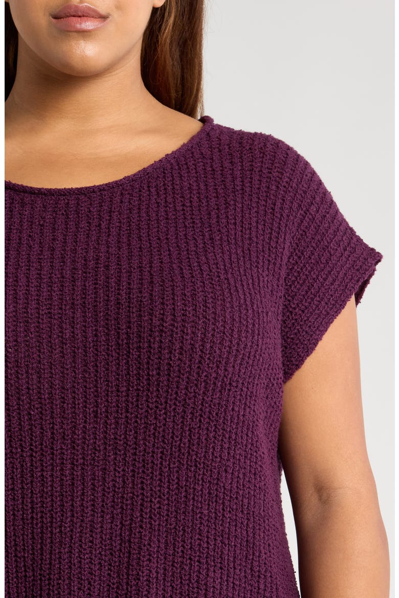 Ballet Neck Cap Sleeve Organic Cotton Sweater, Alternate, color, BLACKBERRY