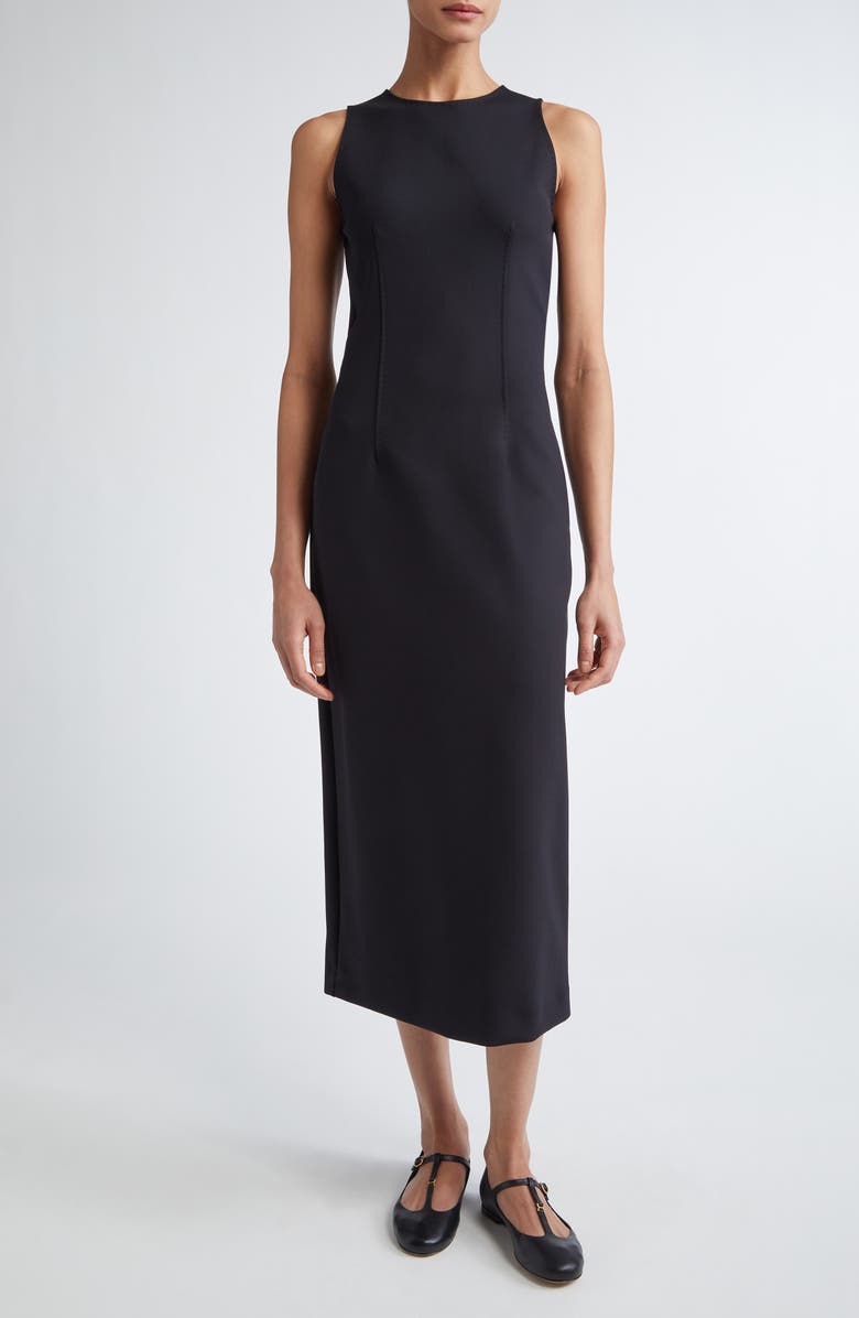 Max Mara Sevres Sleeveless Jersey Midi Dress, Main, color, Black