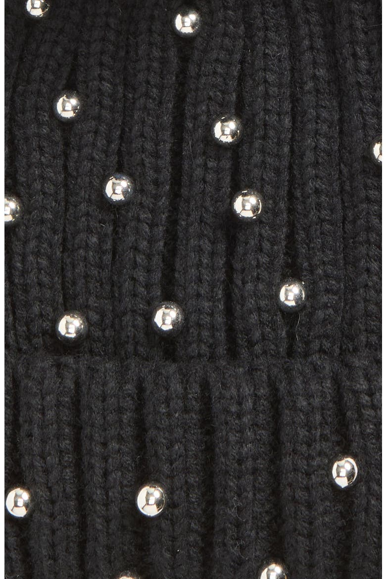 Kids' Faux Fur Pom Beanie, Alternate, color, BLACK