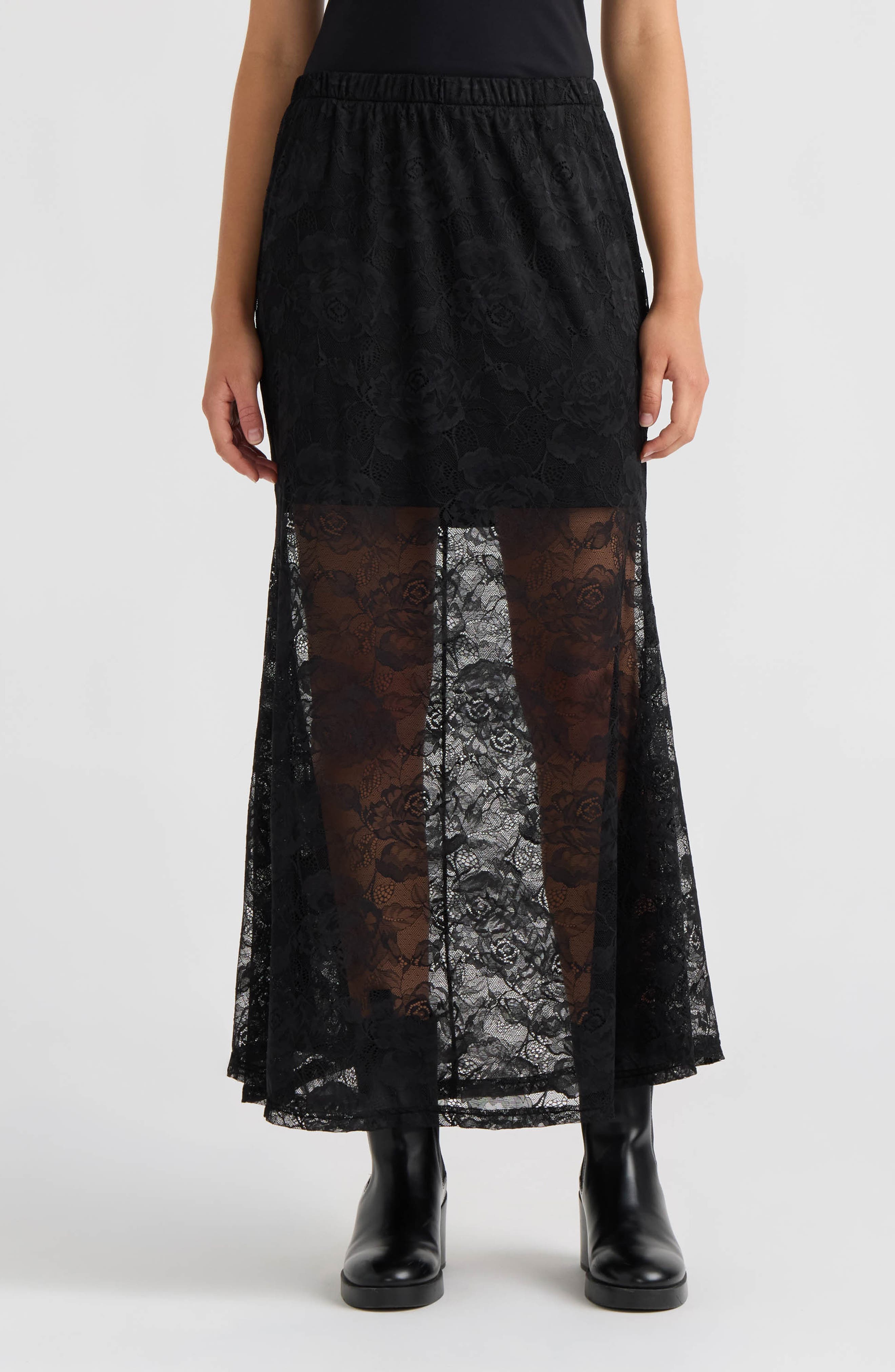 Lace Flare Maxi Skirt