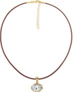 BY ADINA EDEN CZ Oval Bezel Charm & Rope Chain Choker Necklace