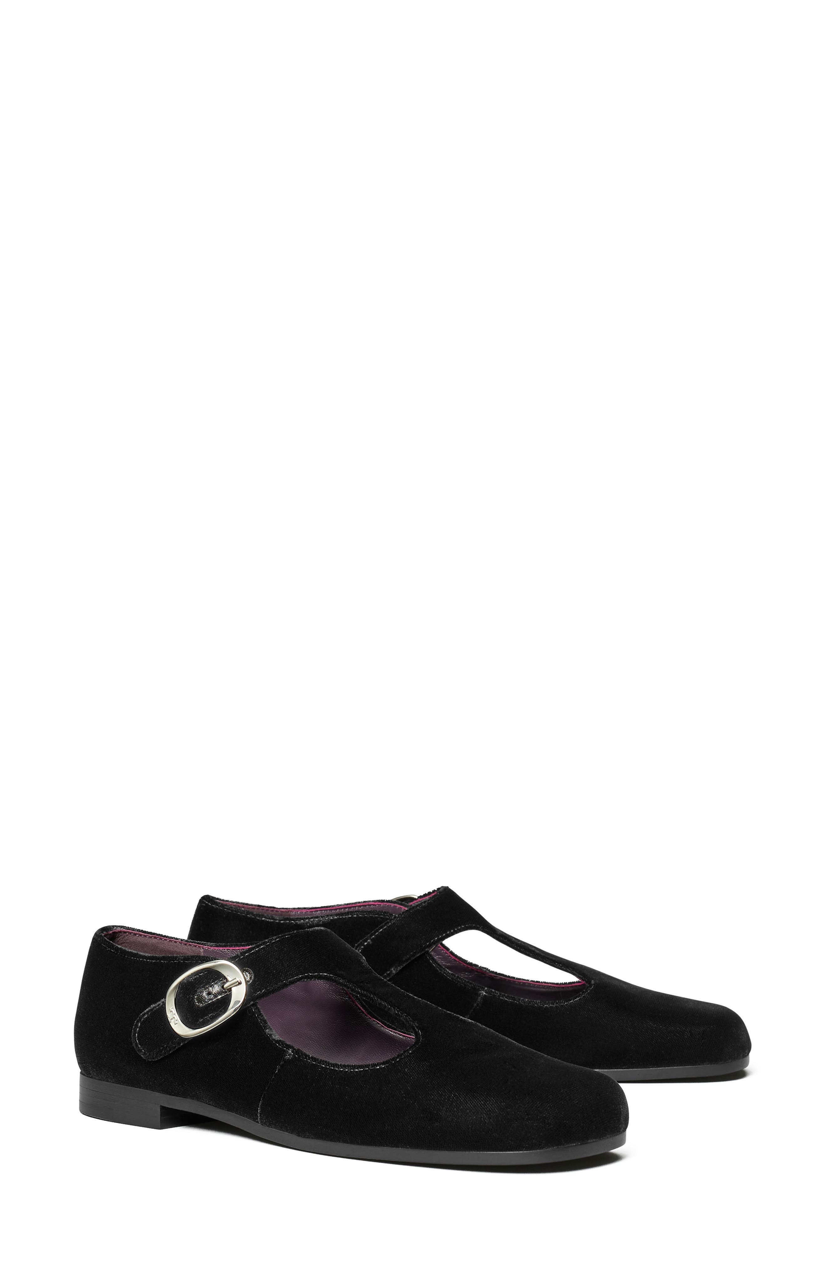 Violet T-Strap Flat, Main, color, PERFECT BLACK SUEDE