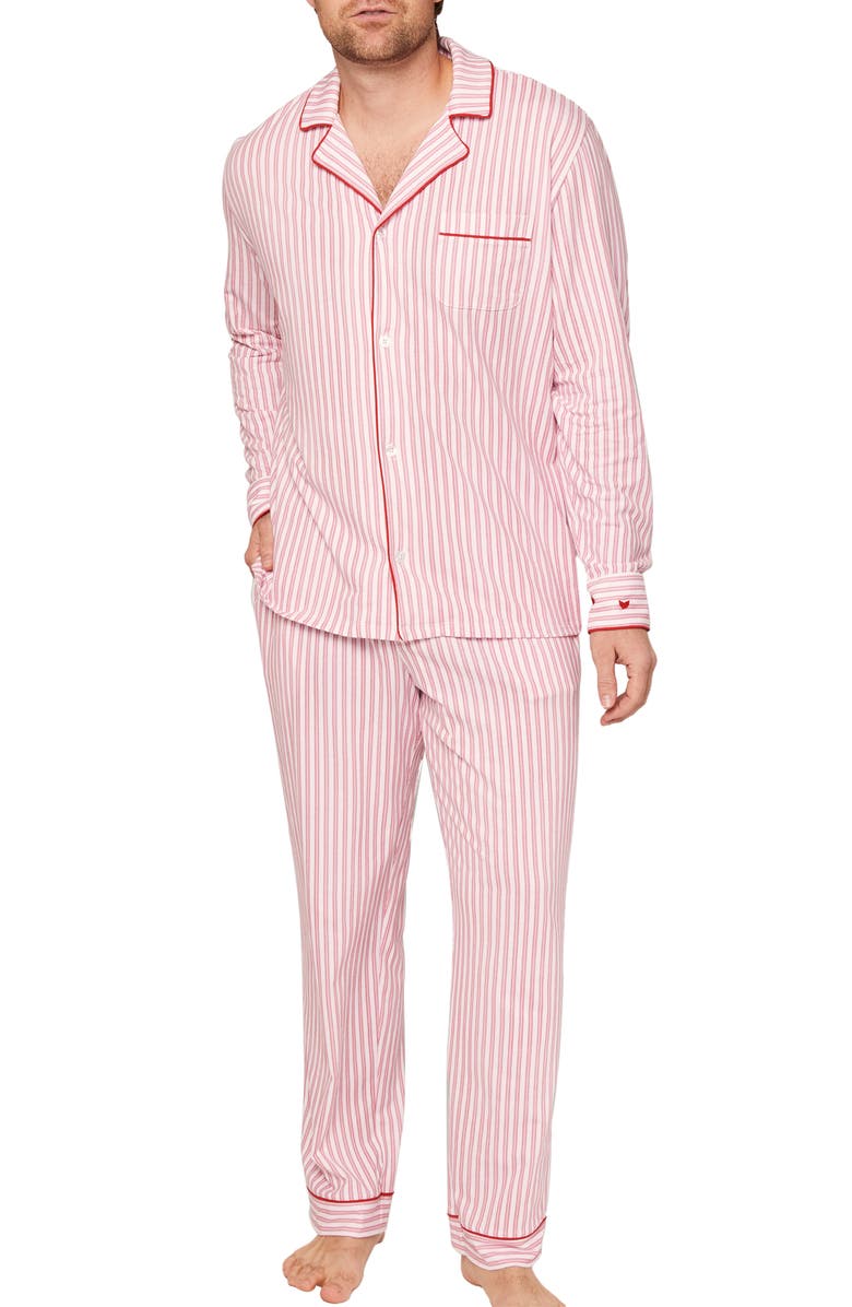 Petite Plume Antique Red Stripe Luxe Pima Cotton Pajamas, Main, color,