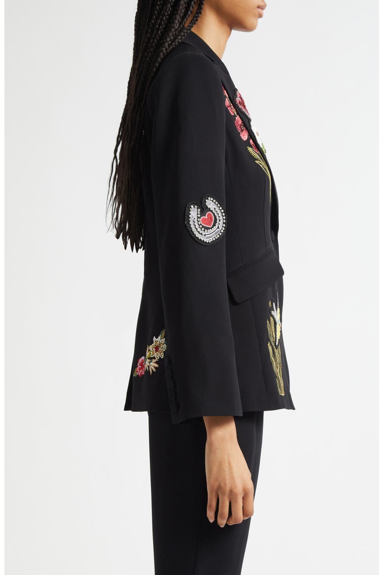 Cheyenne Western Americana Appliqué Scrunched Blazer, Alternate, color, BLACK/ MULTI