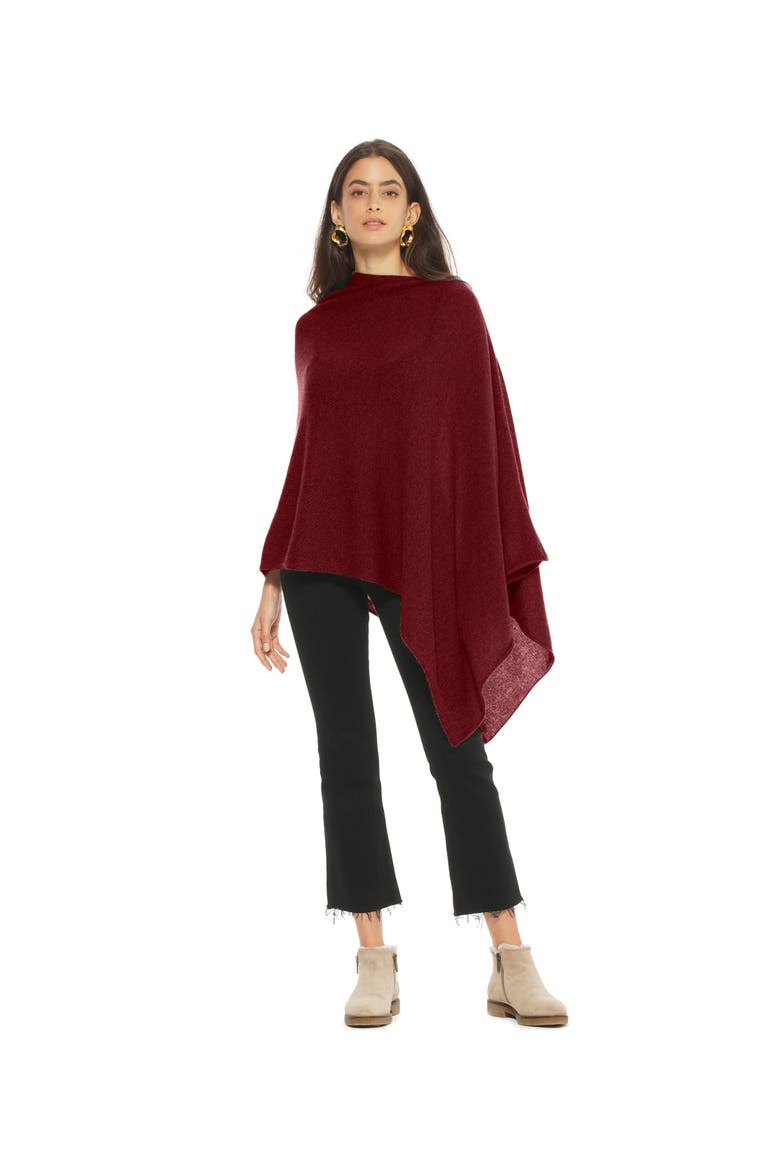 Essential Pure Cashmere Poncho, Alternate, color, Bordeaux