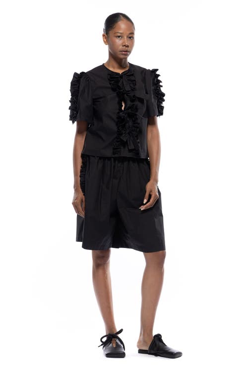 Toit Volant Adele Ruffle Shorts In Black