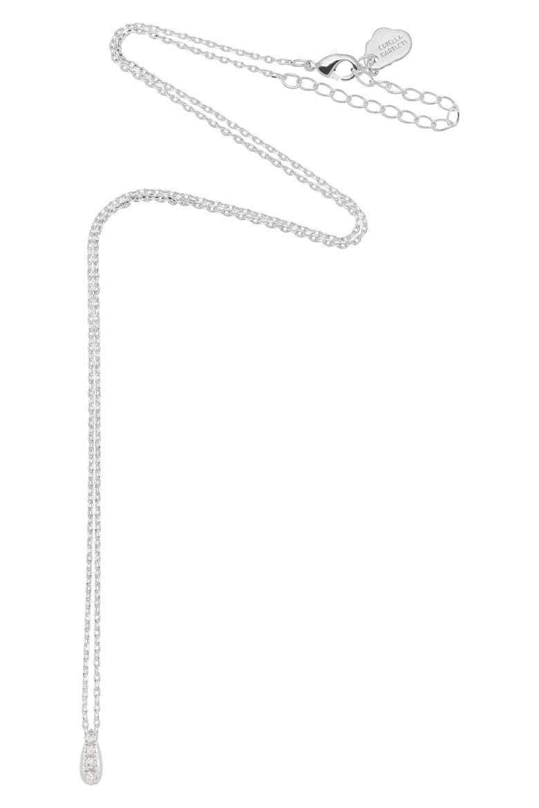 Teardrop Cubic Zirconia Pendant Necklace, Alternate, color, SILVER PLATED
