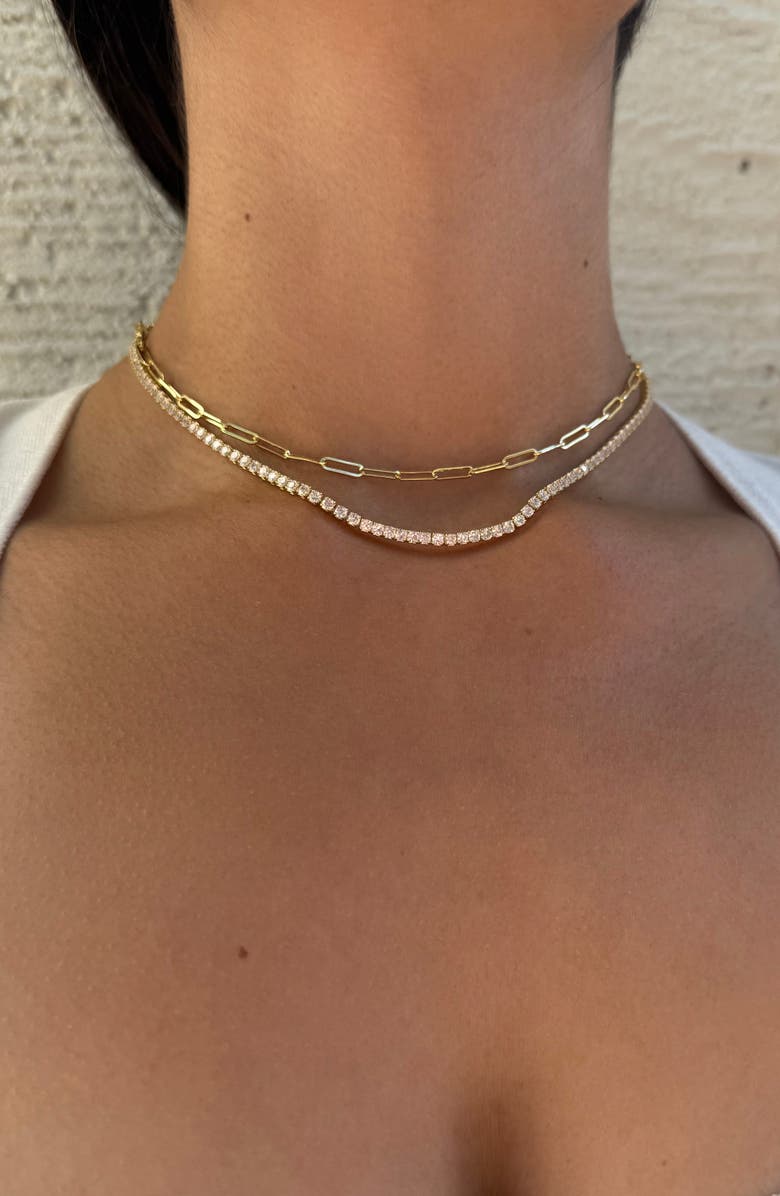 Adornia Set of 2 Tennis & Paper Clip Necklaces, Alternate, color, Gold