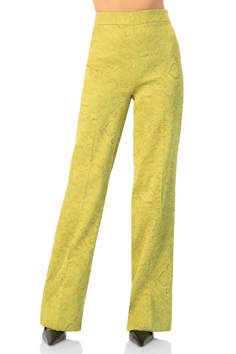 Wide-Leg Straight Trousers with Wide Hem, Main, color, Green