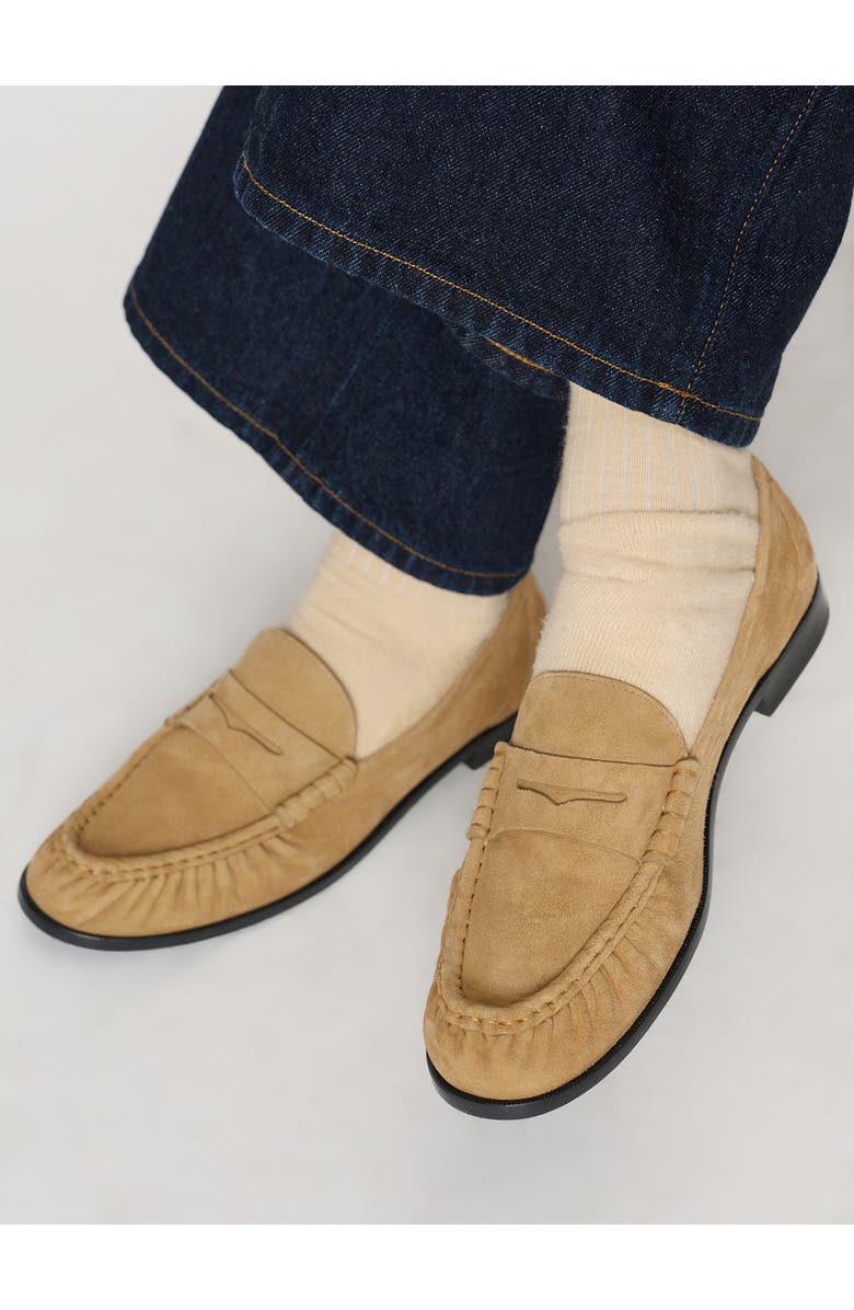 Reformation Francine Ruched Loafer, Alternate, color, Hazel Suede