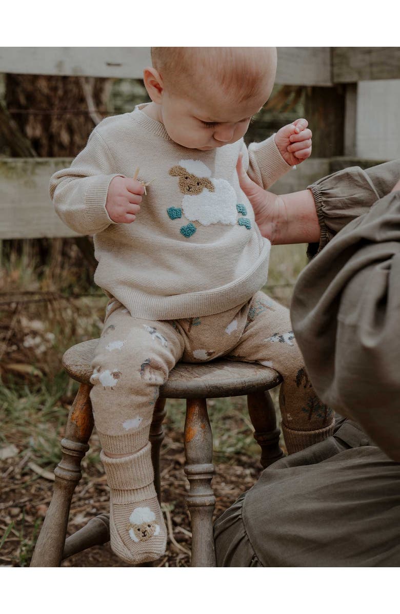 Purebaby Knitted Bootie, Alternate, color, Mushroom Melange