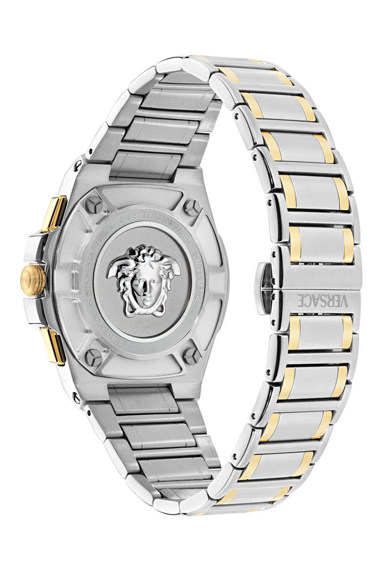 Greca Reaction Chronograph Two-Tone Bracelet Watch, 43mm, Alternate, color, TWO TONE