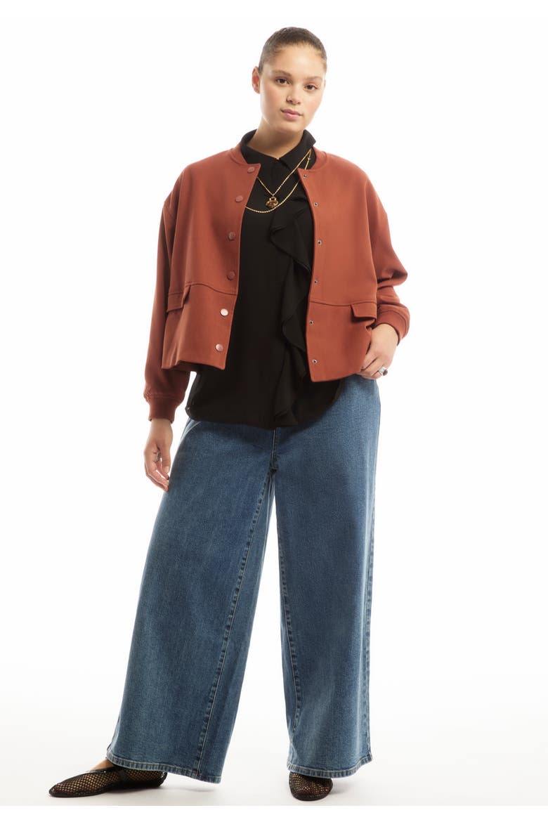 Cropped Bomber Jacket, Main, color, BROWN PATINA