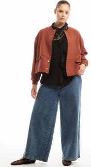 June + Vie Cropped Bomber Jacket