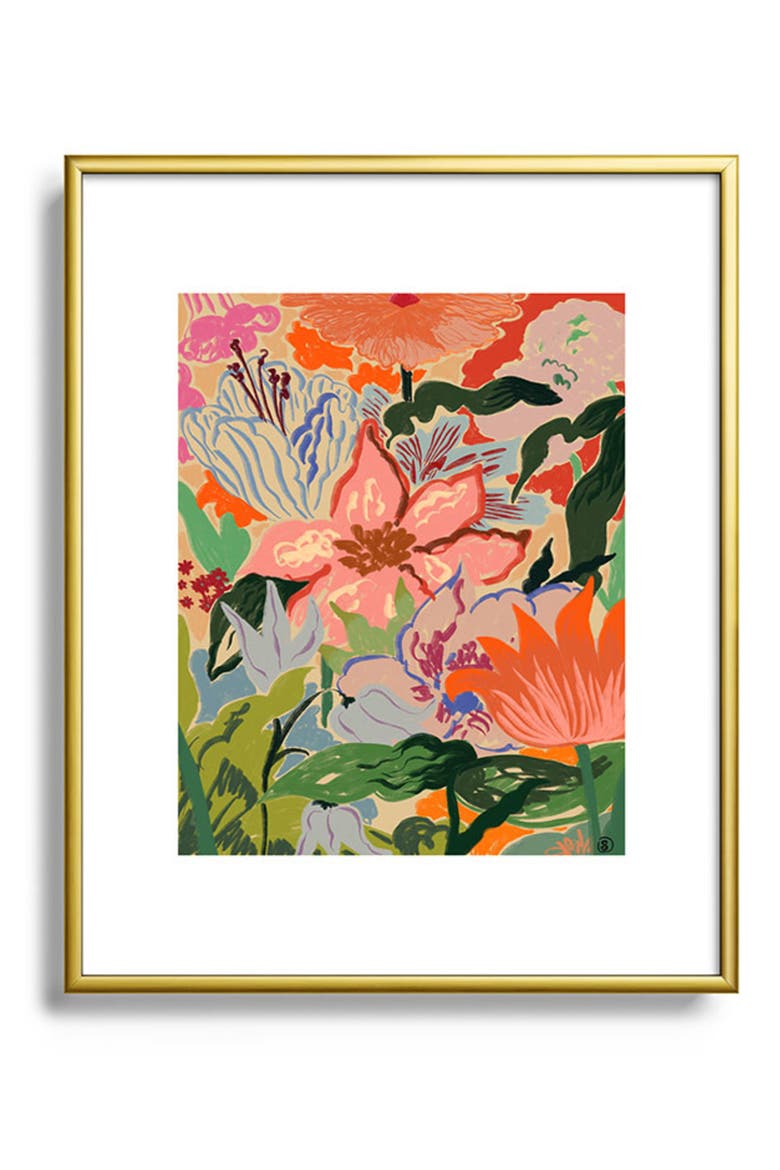 Summer Bouquet Framed Art Print, Main, color, GOLDEN TONES
