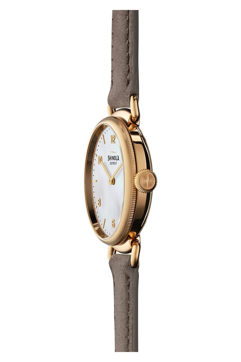 Canfield Leather Strap Watch, 32mm, Alternate, color, WHITE