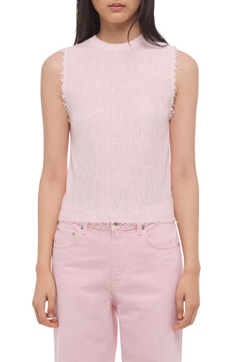 Raw Edge Linen Blend Sweater Tank