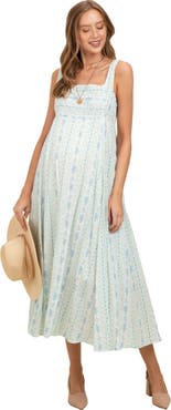 PinkBlush Cotton Floral Square Neck Sleeveless Maxi Dress