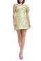 Olive Floral Jacquard Off the Shoulder Cocktail Minidress