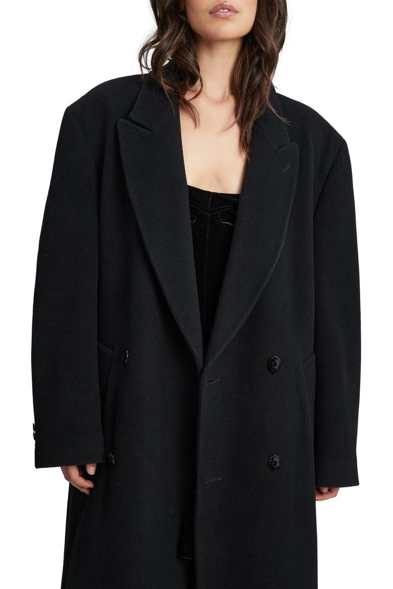 Oversize Double Breasted Classic Coat, Alternate, color, BLACK