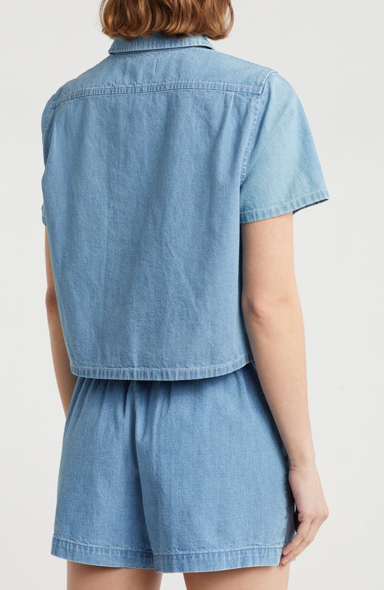 Madewell Crop Chambray Button-Up Shirt, Alternate, color, Montford Wash