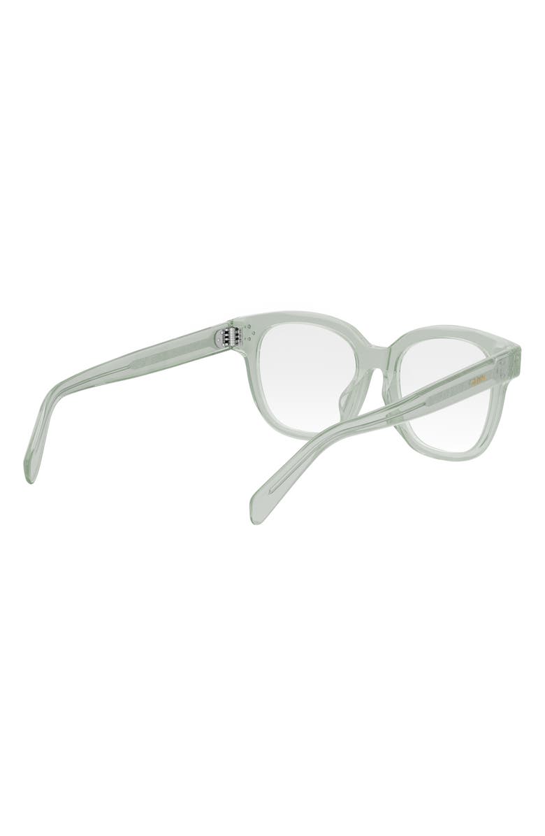 CELINE Bold 53mm Round Optical Glasses, Alternate, color, Shiny Light Green