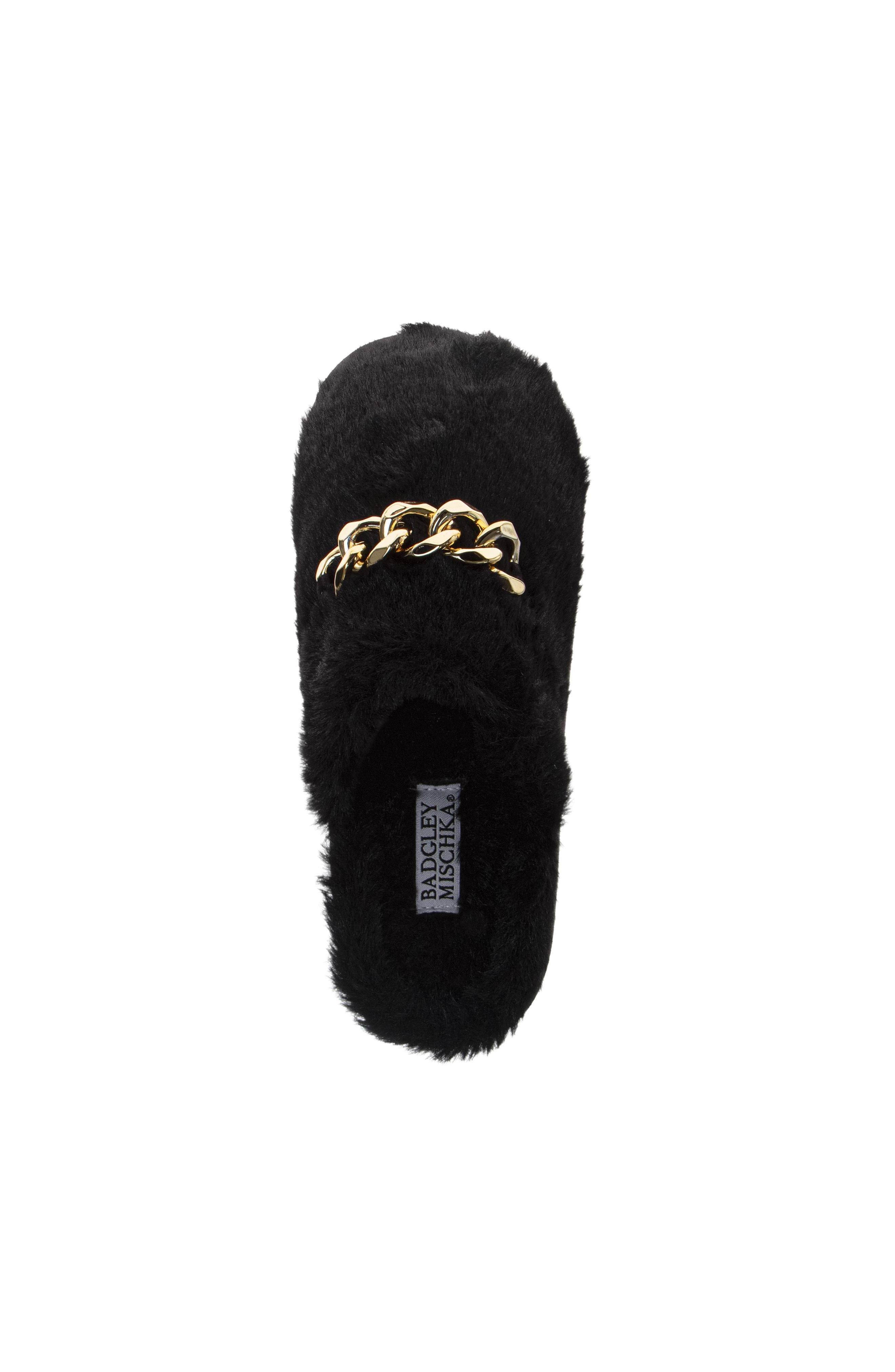 Womens Chain Link Slippers, Alternate, color, BLACK