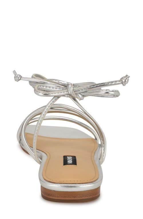 Nine West Mikila Ankle Wrap Sandal In Silver