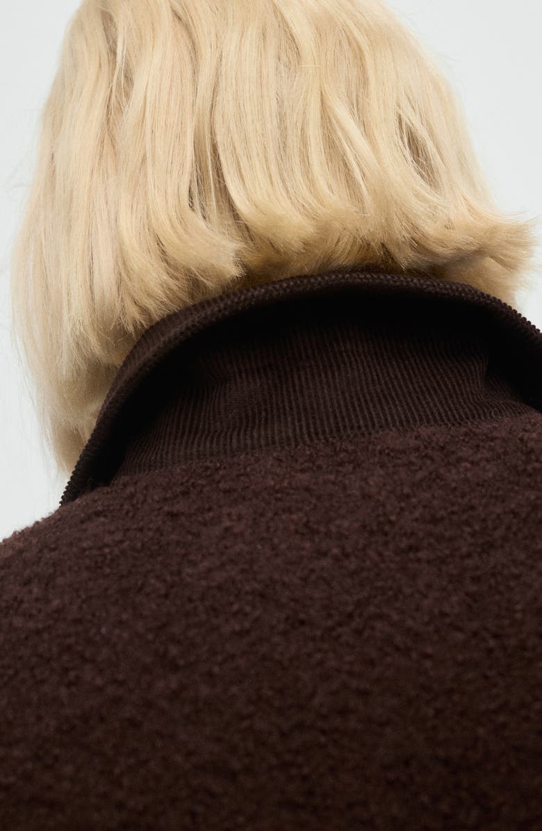 MANGO Bouclé Zip Cardigan, Alternate, color, Brown