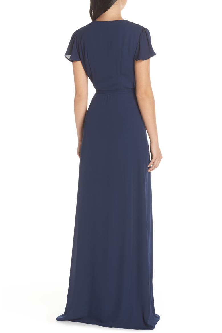 Noelle Wrap Dress, Alternate, color, RICH NAVY CRISP