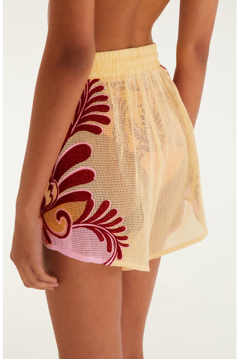 Arabesc Cover-Up Shorts, Alternate, color, SOFT YELLOW