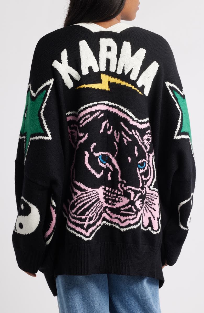 Dressed in Lala Karma Panther Oversize Cardigan, Alternate, color, Black