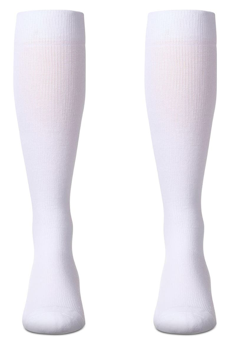 2-Pack WellFit Cushioned Cotton Blend Graduated Compression Socks, Alternate, color, WHITE-WHITE