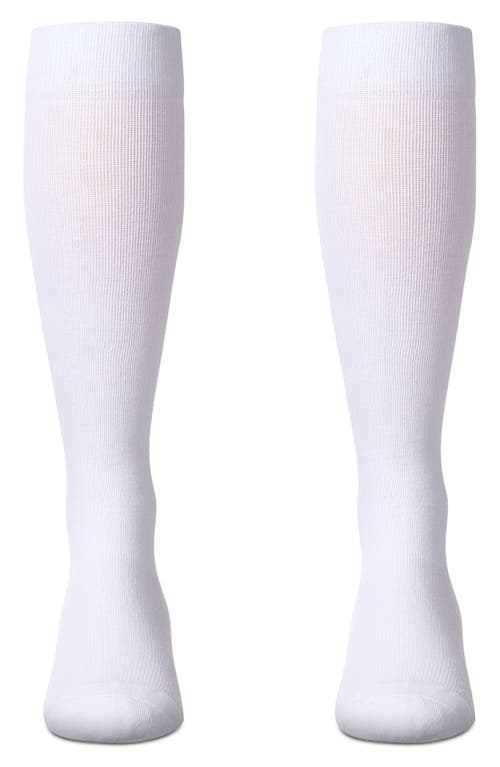 Memoi 2-pack Wellfit Cushioned Cotton Blend Graduated Compression Socks In White